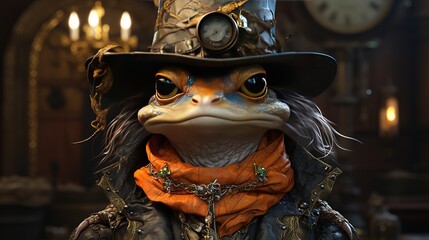 anthropomorphic newt witchwarlock, digital art illustration