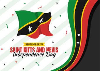 Happy Independence Day Saint Kitts and Nevis Vector Illustration with Country Flag Background in Flat Cartoon Hand Drawn Landing Page Templates