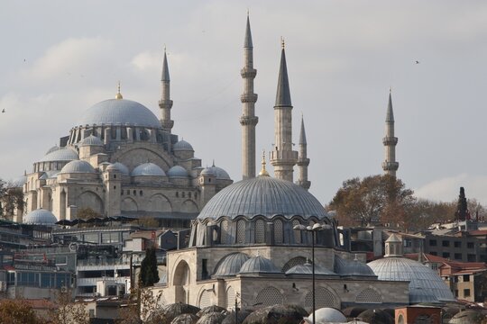 View of the Suleymaniye Mosque from the Galata bridge in Istanbul 