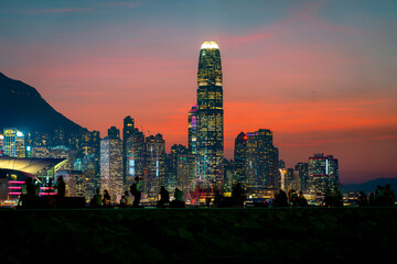 Hong Kong Skyline at night; Victoria Harbour view at night