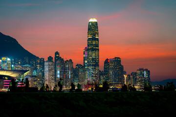 Fototapeta premium Hong Kong Skyline at night; Victoria Harbour view at night