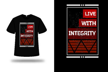 t-shirt live with integrity color red and white