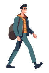 One successful businessman walking