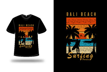 t-shirt bali beach surfing paradise color orange blue and yellow