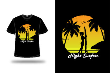 t-shirt night surfers color orange and yellow