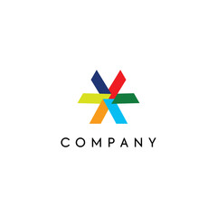 Star logo design, colorful, rainbow, media, entertainment, school, education, play, company. eps