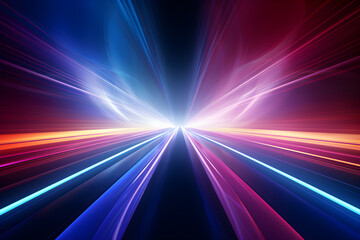 Fototapeta na wymiar abstract multicolor spectrum background, bright orange blue neon rays and colorful glowing lines, AI generate