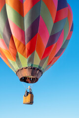 Balloon Festival. Flying balloon in blue sky, Adirondack, Queensbury, New York