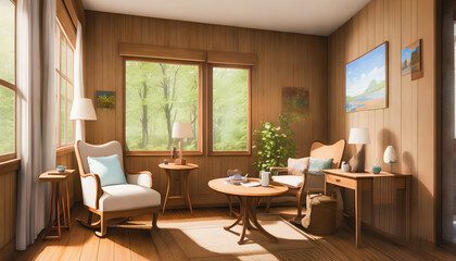 Interior of an old house. living room. Generative AI.