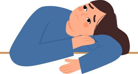 tired, no energy woman cartoon illustration