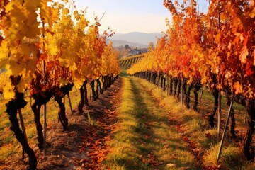 Naklejka premium Autumn colors in vineyard , grapes