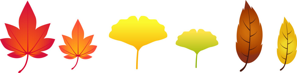 紅葉_イチョウ_枯葉のイラストセット