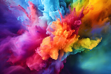 colored powder explosion colorful artistic abstract background, AI generate