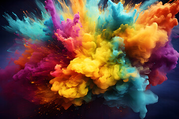 Obraz na płótnie Canvas colored powder explosion colorful artistic abstract background, AI generate