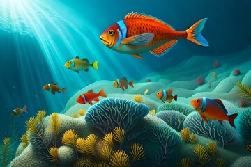 Fototapeta na wymiar fish in aquarium generated by AI tool