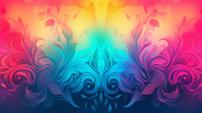 Abstract Colorful Swirly Background. Rainbow Rorschach. Generative AI.