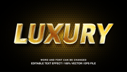 Luxury editable text effect template, golden 3d bold glossy style typeface. premium vector