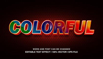 Colorful editable text effect template, 3d bold glossy style typeface. premium vector