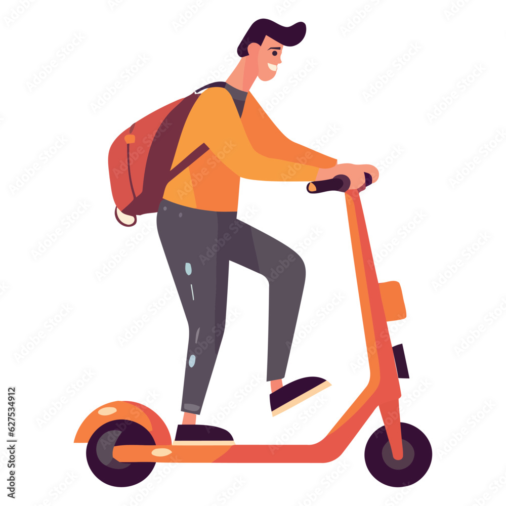 Poster Young boy riding electric skateboard