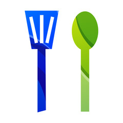 spoon and spatula colorful gradient style vector design