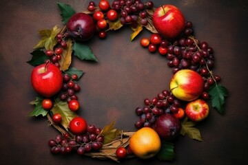 autumn fruits and food background