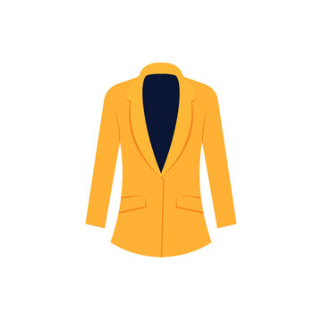 Business man suit fashion, yellow blazer design, flat vector illustration