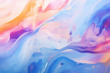 Fototapeta na wymiar Abstract background of acrylic paint in blue and pink tones. Liquid marble texture