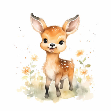 Deer Illustration Water Color