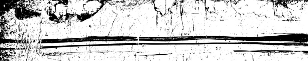 Grunge black texture. Wide horizontal long banner. Dark grainy texture on white background. Dust overlay textured. Grain noise particles. Rusted white effect. Vector illustration, EPS 10.