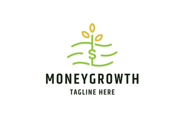 Money growth finance investment logo icon design template flat vector