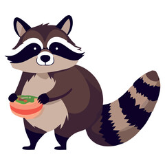Cute raccoon with striped tail