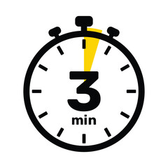 3 Minutes Analog Clock Icon white background .