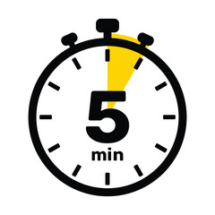 5 Minutes Analog Clock Icon white background .