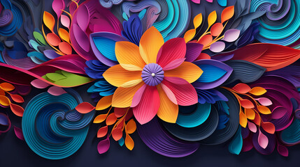 Fototapeta na wymiar A Papercut Style of Bursting with Hope Colorful New Year Like a Flower Illustration Graphics and Background. Generative AI