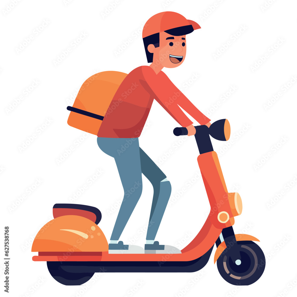 Wall mural Boy riding motor scooter design