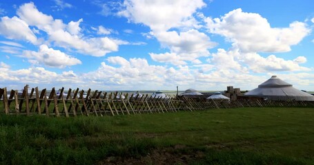 Yurts by Lake Hohnol,Hulunbuir grassland.Hulunbuir Grassland, is a world famous natural pasture, is one of the world's four grasslands, known as the world's best grassland.