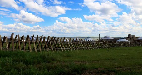 Yurts by Lake Hohnol,Hulunbuir grassland.Hulunbuir Grassland, is a world famous natural pasture, is one of the world's four grasslands, known as the world's best grassland.