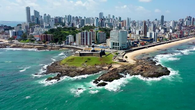Coast City of Salvador Bahia Brazil. Cityscapes High Rise Buildings. Business Horizon Downtown Cityscape. Business Exterior Downtown District Up Above. Business Cityscape Building Highrise.