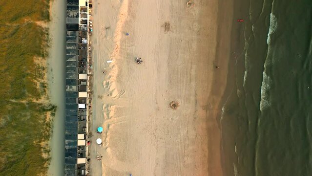 Aerial Shot of the beach in Castricum, the Netherlands. 4K Drone