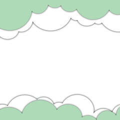Green White Cloud Paper Cut