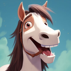 Happy Laugh Horse Cartoon Illustration