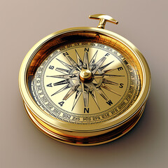 Compass analog clock medal illustration