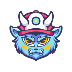 illustration of little beast head mascot