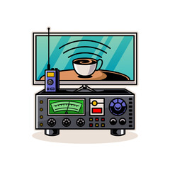 Fototapeta premium illustration of amateur radio coffee