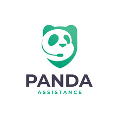 Illustration of abstract panda assistance wearing mic
