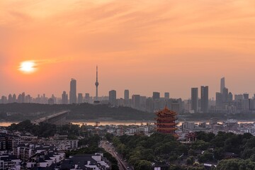 Fototapeta na wymiar Wuhan city I the best view of Yellow Crane Tower, overlooking the panoramic view of Yellow Crane Tower...