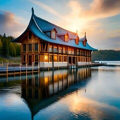 Obraz premium pavilion at sunset