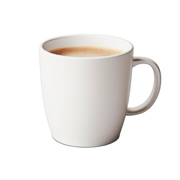 A white coffee mug isolated on a transparent background.