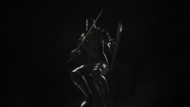 fire knight animation suitable for logo intro. flame sword knight template