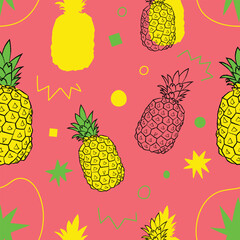 Seamless pattern of pineapple.